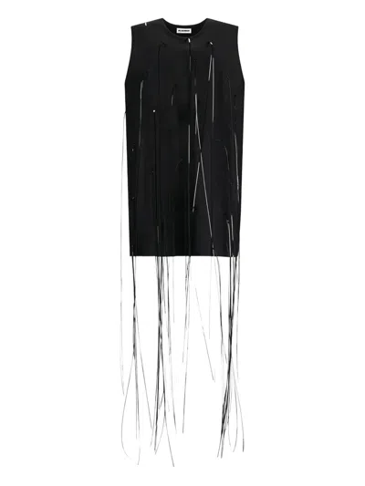 Jil Sander Round-neck Mini Dress In Black