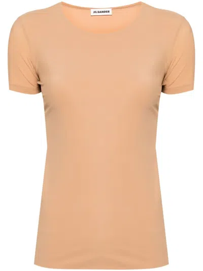 Jil Sander Round-neck Short-sleeved T-shirt In Brown