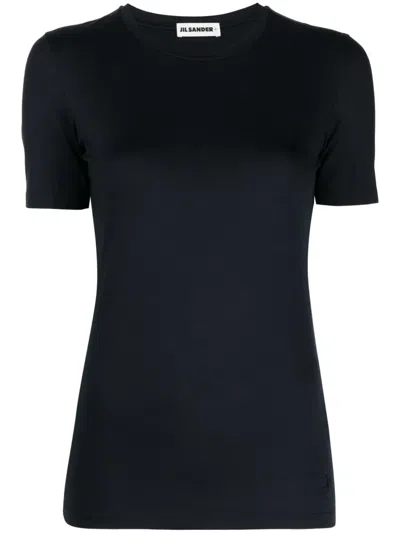 Jil Sander Round-neck Stretch T-shirt In Blue
