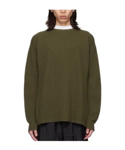 Jil Sander Round Neck Sweater In Green