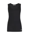Jil Sander Black Crewneck Sleeveless Top In Cotton In Black