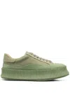 Jil Sander Canvas Platform Sneakers In Green
