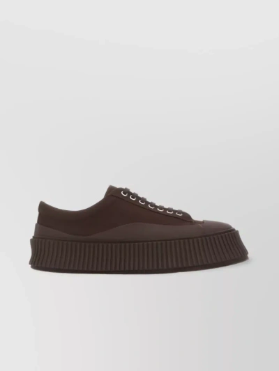 JIL SANDER ROUND TOE LACE-UP SNEAKERS