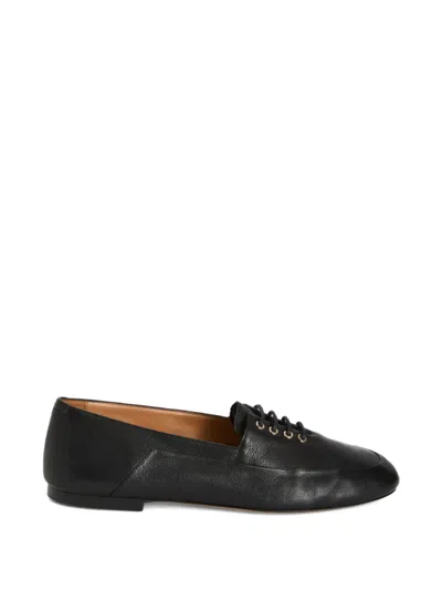 Jil Sander Round-toe Leather Oxford Shoes In Black