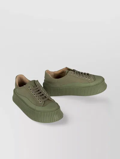 JIL SANDER ROUND TOELINE CANVAS PLATFORM SNEAKERS