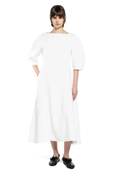 Jil Sander Rounded-sleeved Linen Dress In White