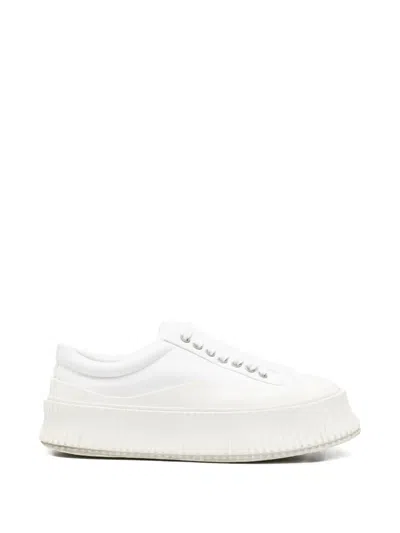 Pre-owned Jil Sander Round-toe Lace-up Sneakers In White