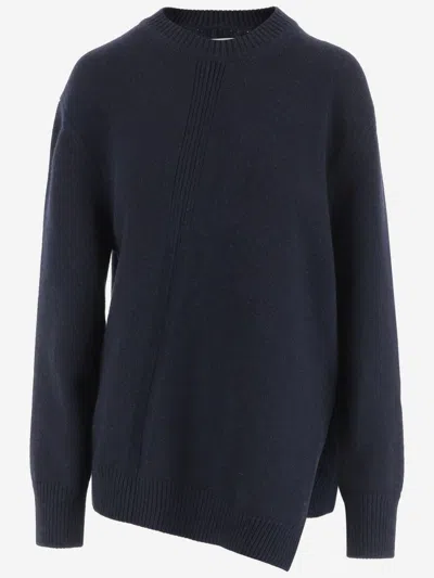 JIL SANDER ROYAL BLUE ASYMMETRICAL SWEATER