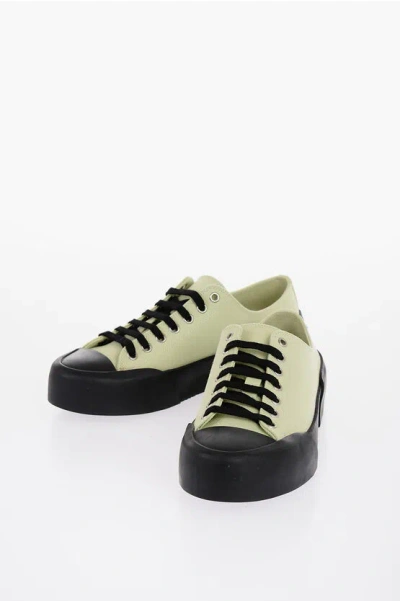 Jil Sander Rubber Sole Jungle Canvas Lace-up Sneakers In Green