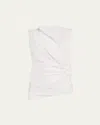 Jil Sander Ruched High-neck Top In Optic Whit