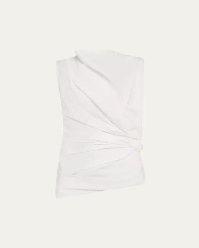 Jil Sander Ruched High-neck Top In Optic Whit