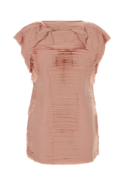 Jil Sander Ruched Nylon Mini Dress In Pink