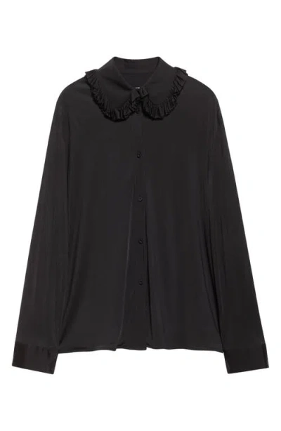 Jil Sander Ruffle Collar Button-up Shirt In Black