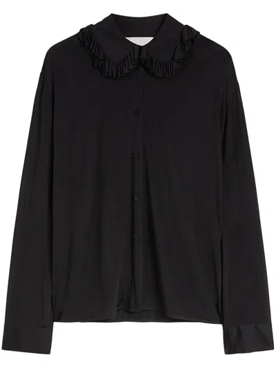 Jil Sander Ruffle-collar Shirt In Black