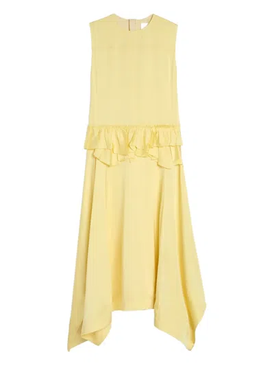 Jil Sander Ruffle-detail Asymmetrical Dress In Yellow