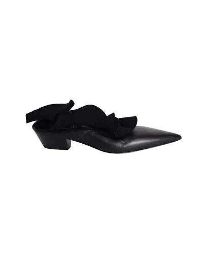 Jil Sander Ruffle-detail Pointed-toe Pumps In Black Calfskin Leather