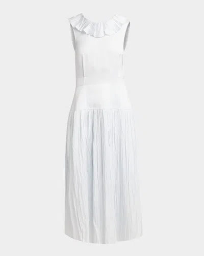 Jil Sander Ruffle Sleeveless Drop-waist Backless Ankle Dress In White