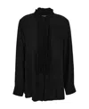 Jil Sander Ruffle Detail Fluid Viscose Shirt In Black