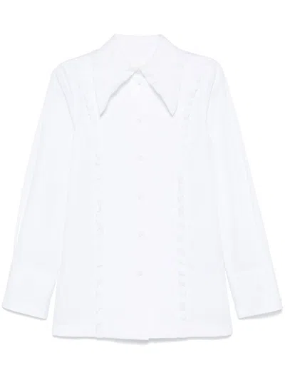 Jil Sander Ruffle-trim Shirt In White