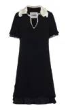 Jil Sander Ruffle-trimmed Silk Chiffon Mini Dress In Black