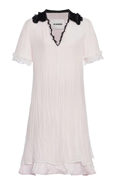 Jil Sander Ruffle-trimmed Silk Chiffon Mini Dress In White