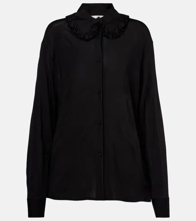 Jil Sander Camisa Cuello Volantes Negro In Blue