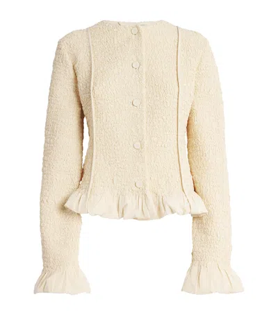 Jil Sander Ruffled Cropped Jacket In Beige
