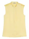 Jil Sander Ruffled-detail Stand-collar Shirt In Yellow