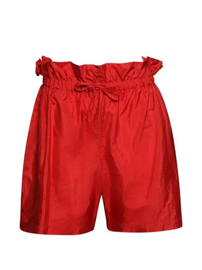 Jil Sander Ruffled Drawstring Shorts In Red