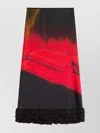 Jil Sander Printed Shiny Viscose Blend Midi Skirt In Red