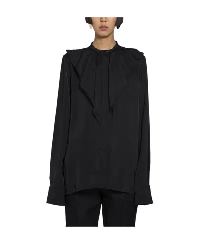 Jil Sander Ruffled Long-sleeve Blouse In Black