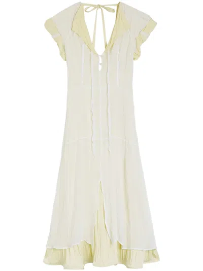 Jil Sander Silk Georgette Ruching Dress In Piuma