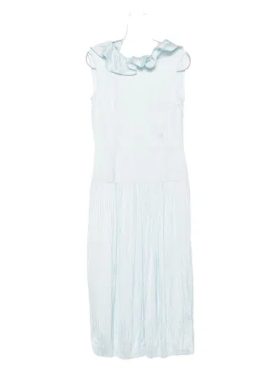 Jil Sander Ruffled-neck Maxi Dress In Blue