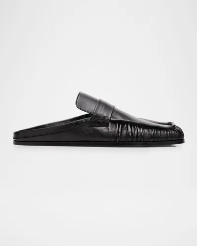 Jil Sander Sabot Leather Loafer Mules In Black