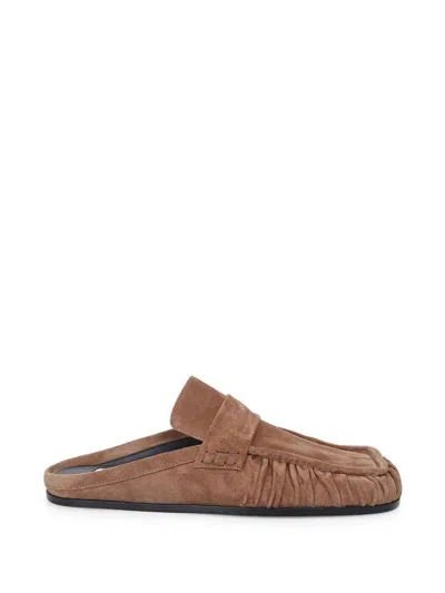 Jil Sander Sabot Suede Mules In Brown