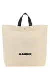 Jil Sander Sand Canvas Flat Shopping Bag In 280