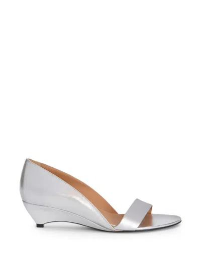 Jil Sander 35mm Metallic Leather Wedge Sandals In Silver