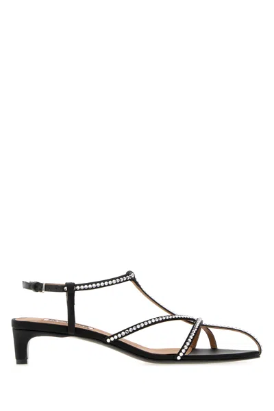 Jil Sander Black Satin Cage Sandals