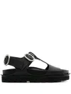 Jil Sander Leather Chunky Sandals In Nero