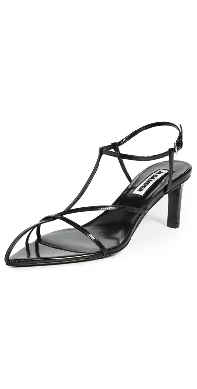 Jil Sander Cage Leather Sandals In Black