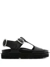 Jil Sander Leather Chunky Sandals In Black