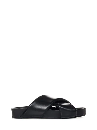 Jil Sander Crossover-straps Leather Sandals In Black