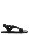 Jil Sander Crisscross Strap Sandal With Durable Rubber Sole In Black