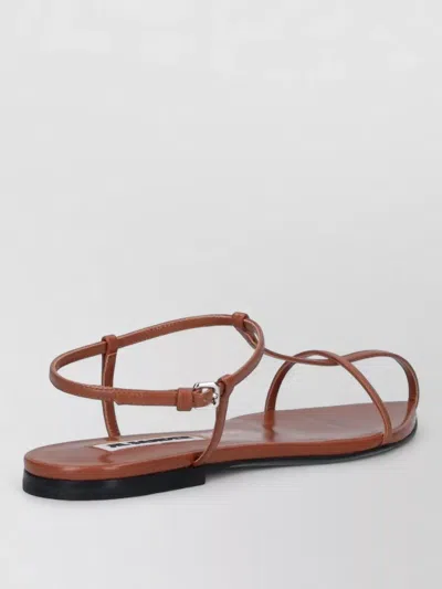 Jil Sander Sandals Heel Open Toe Strappy Ankle Strap In Brown
