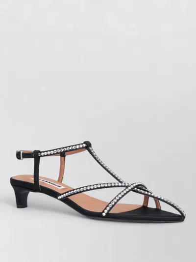 Jil Sander Sandals Open Toe Kitten Heel Strappy Embellished In Black