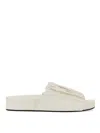 Jil Sander Gathered Calfskin Sandals With Design In White