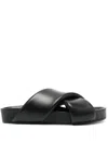 Jil Sander Black Sandals With Criss Cros Bands In Multicolor