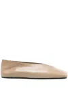 Jil Sander Sandy-colored Leather Ballet Flats In Beige