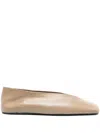 Jil Sander Sandy-colored Leather Ballet Flats In Beige