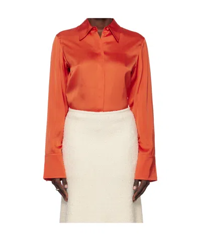 Jil Sander Red Sateen Shirt In 617 Barn